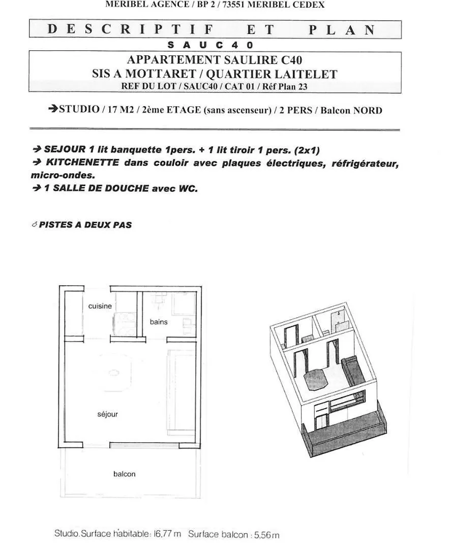 Residence La Saulire - Studette Pour 2 Personnes A Meribel Mottaret Dans Le Quartier Du Laitelet, Au Pied Des Pistes Mae-2158 Les Allues